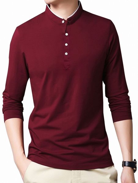 

men stand neck half button tee 25zp#, White;black