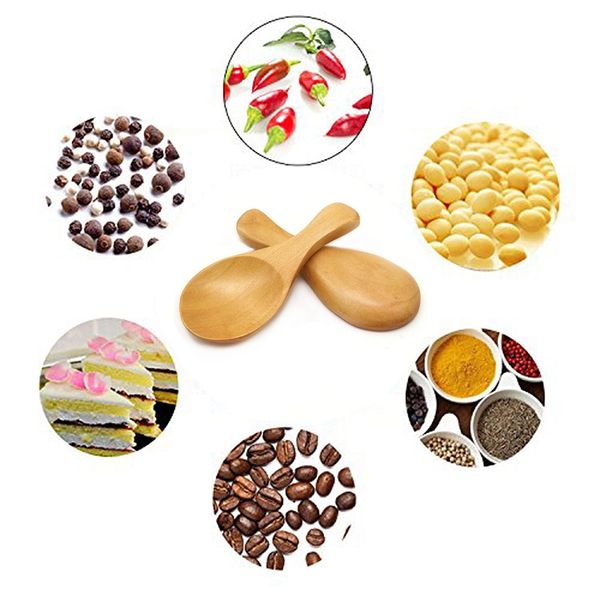 

8pcs small wooden salt spoon solid wood condiments handmade honey teaspoon seasoning sugar coffee tea jam mustard ice crea spoon tools
