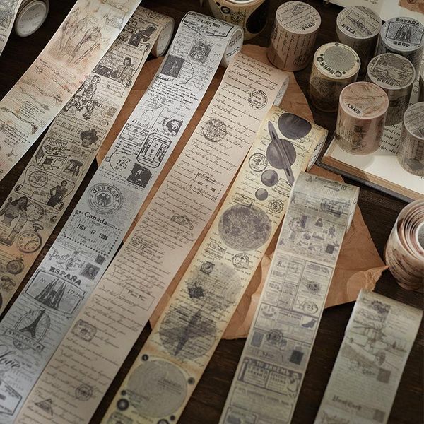 Carta da regalo Vintage Lettera Washi Tape Label Sticker Junk Journal Materiale Poster Mascheratura Decorativo Diario fai da te Scrapbooking