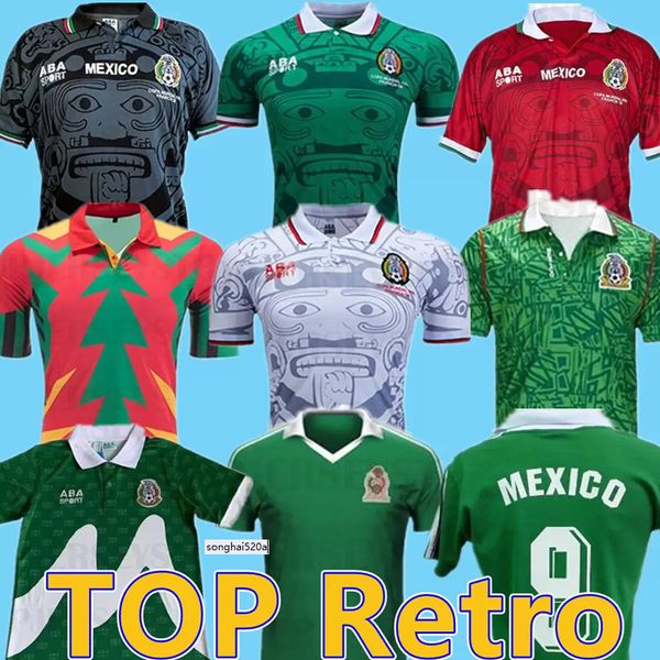 

1998 mexico retro soccer jerseys blanco hernandez blanco campos uniforms 1994 jorge campos goalkeeper football jerseys shirt 1986, Black;yellow