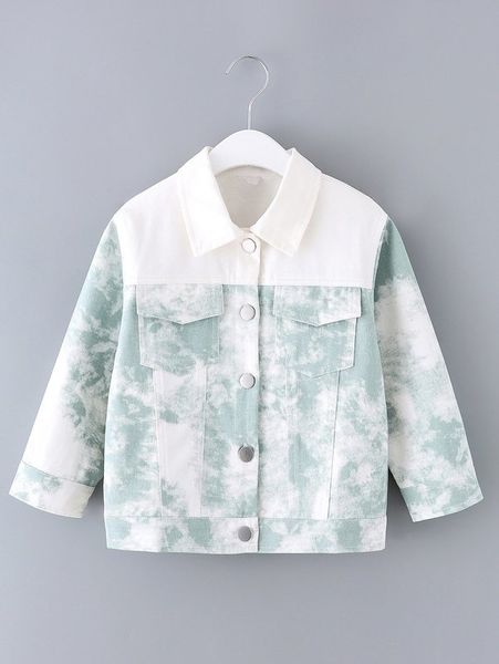 

toddler boys tie dye flap pockets coat she, Blue;gray