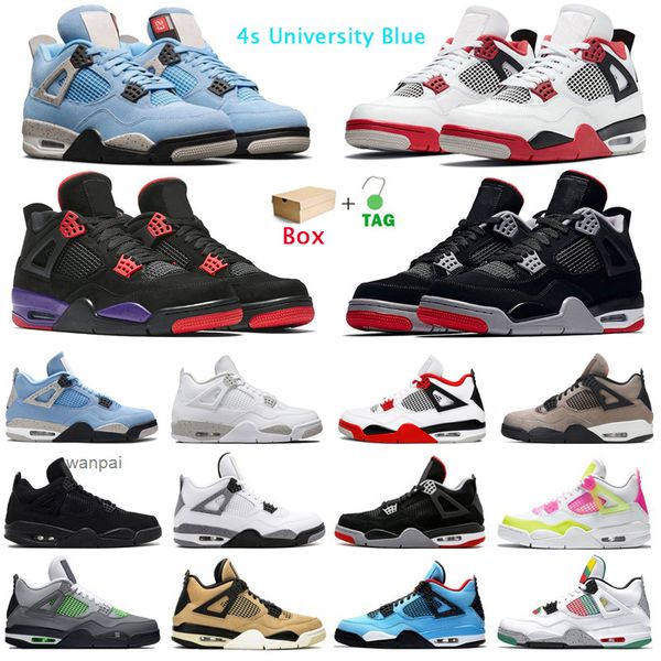

4s jumpman basketball shoes 4 university blue white oreo fire red taupe haze raptors black cat mens trainers sport sneakers with box
