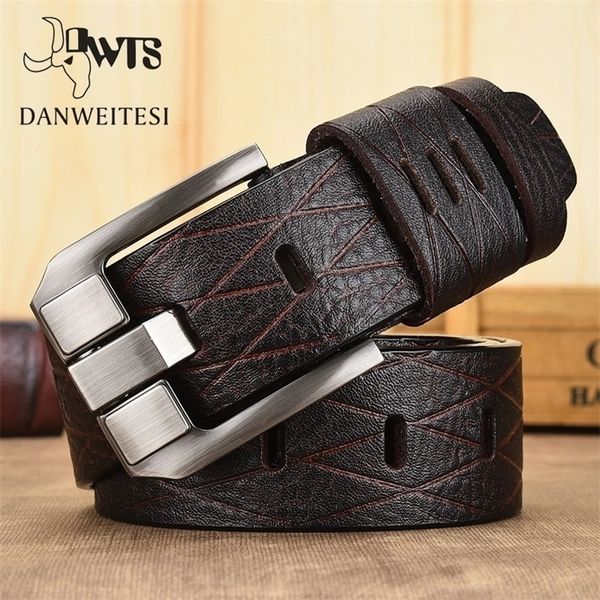 

[dwts]belt male leather men genuine strap luxury pin buckle casual ancy vintage jeans 220402, Black;brown