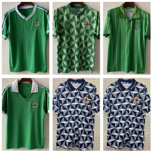 

1979 1988 northern ireland retro soccer jerseys home away classic vintage 1990 1993 evans lewis saville davis whyte lafferty mcnair maillots, Black;yellow