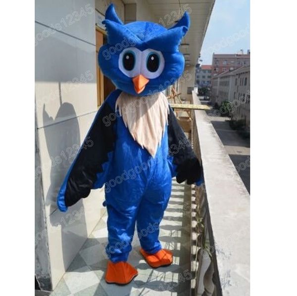 Performance Blue Owl Mascot Costumes Halloween Fancy Party Dress Personaggio dei cartoni animati Carnevale Natale Pubblicità Festa di compleanno Costume Outfit