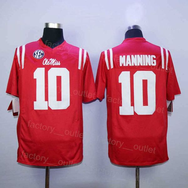 

ncaa college football ole miss rebels 10 eli manning jersey untouchable legend university hip hop team color red embroidery and sewing breat, Black