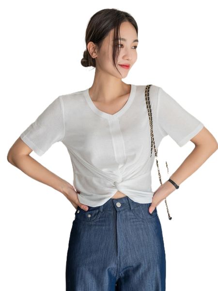 

dazy solid twist hem tee 87iu#, White