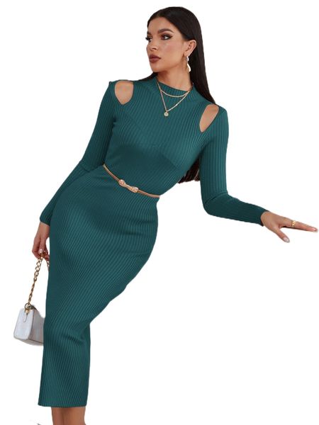 

cut out ribbed knit sweater dress without belt b0qw#, White;black