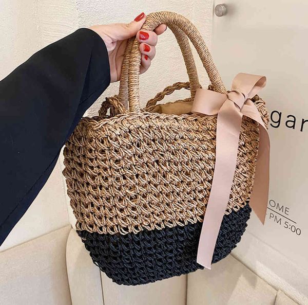 

bag female personalized luxury design red style straw splicing single shoulder large capacity woven women's underarm shell women small