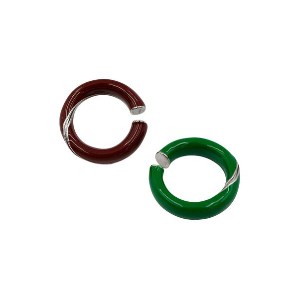 

french retro romantic sweet girl ear bone clip ring personality enamel glaze open ring fashion all-match jewelry accessories, Silver