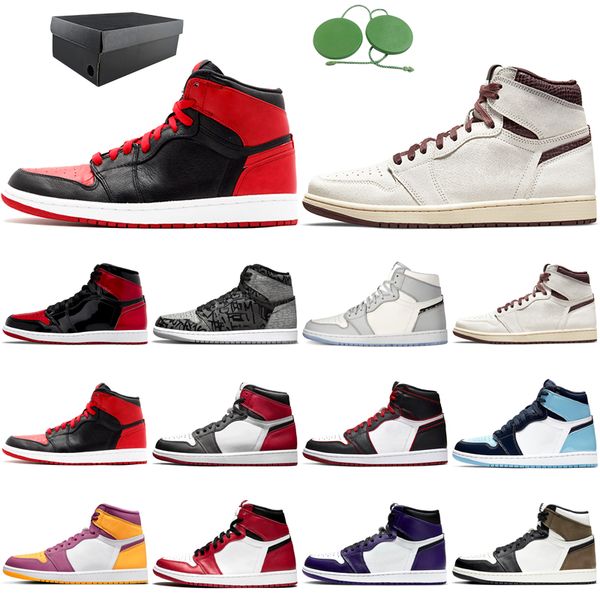 

fashion jumpman basketball shoes 1 1s men women patent bred rebellionaire dark mocha obsidian turbo green court purple black toe outdoor sne