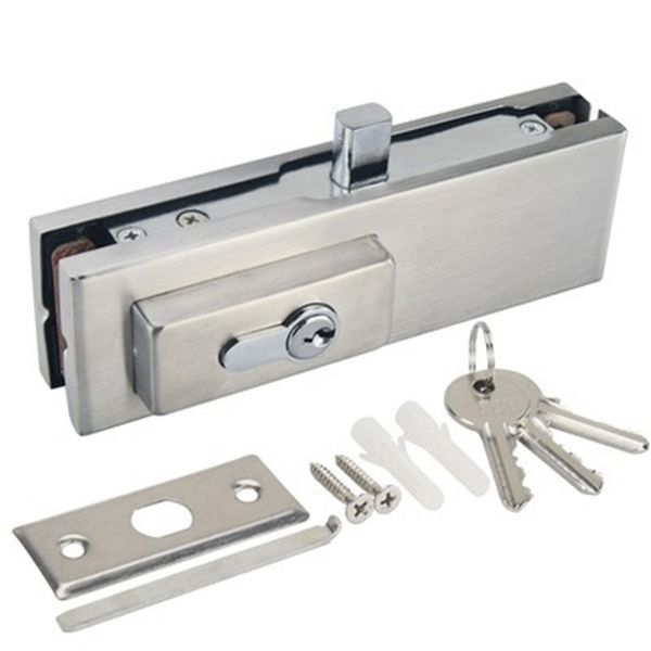 Aço inoxidável durável comercial 10 mm -12 mm Anti -roubo de segurança Porta de vidro trava sem moldura Push Push Sliding Gate Lock com 3 chaves 201013