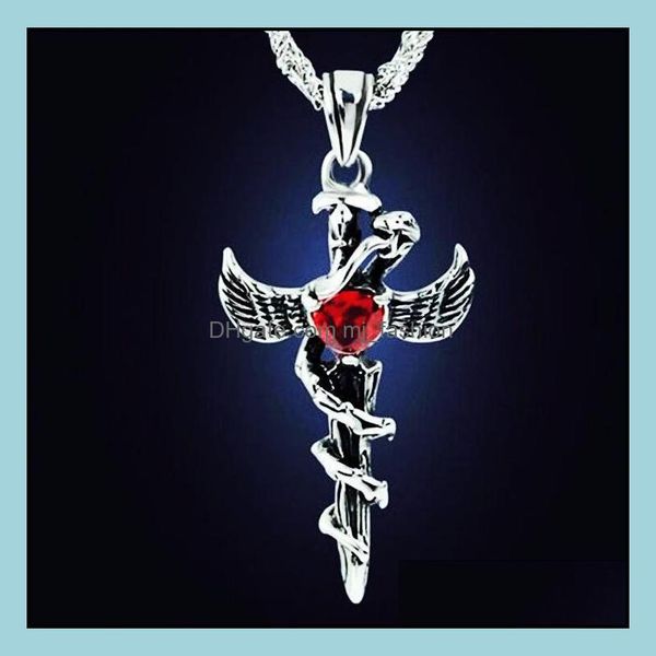 Anhänger Halsketten Europa und Amerika Punk Halskette Engelsflügel Serpentinenkreuz Herren Coole Accessoires Drop Lieferung 2021 Schmuck Penda DHWX6