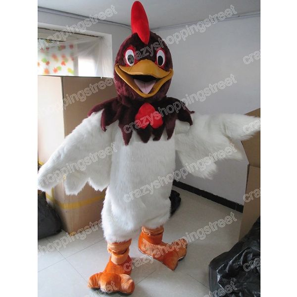 Costume della mascotte del gallo di Halloween Personaggio a tema anime dei cartoni animati Formato per adulti Vestito da esterno per festa di compleanno di carnevale di Natale