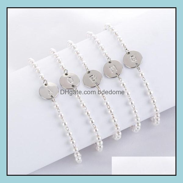 

key rings a to t 26 letters fashion rose gold/sier alloy letter bracelet snake chain charm homme femme pe bdedome dhqua, Slivery;golden