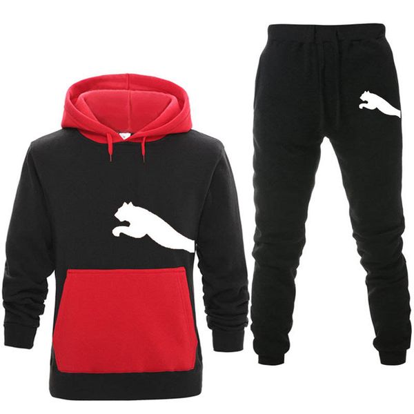 

2022 autumn and winter classic design brand sportswear men's suit long sleeve pullover+casual pants 2-piece fitness running suit s-3xl, Gray