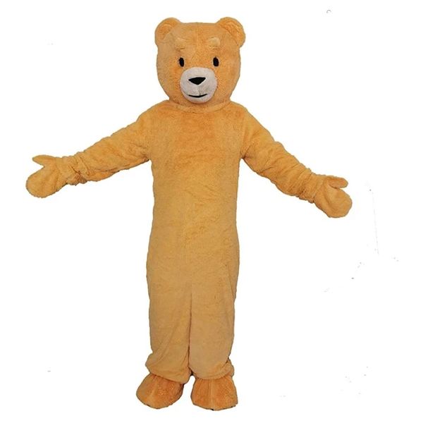 Traje de mascote de urso amarelo para adultos desenho animado evento Halloween Festa de Natal