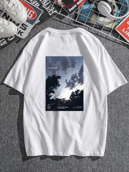 

men slogan & p print tee b6j9#, White;black