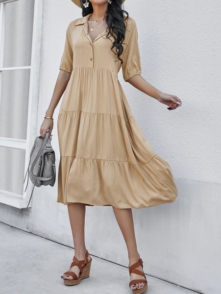 

raglan sleeve ruffle hem smock dress p3fl#, Black;gray