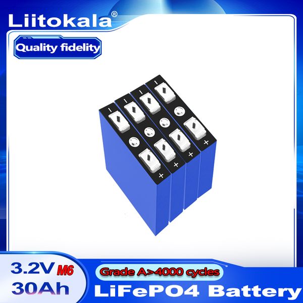 8 pcs LIITOKALA 3.2V 30AH LIFPO4 Bateria Bateria Fosfato de Fosfato Prismático Células Solar DIY 12.8V 24V UPS E-Bike AGV Cadeira
