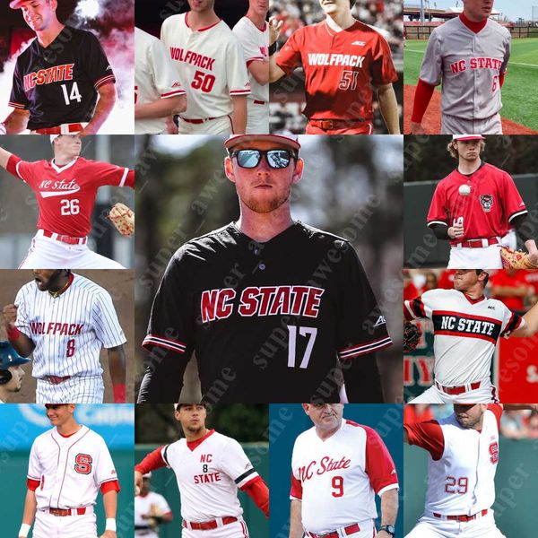 

NC State Baseball Jersey White J.T. Jarrett LuJames Groover III Josh Hood Devonte Brown Dominic Pilolli Noah Soles Payton Green Jacob Cozart, Black