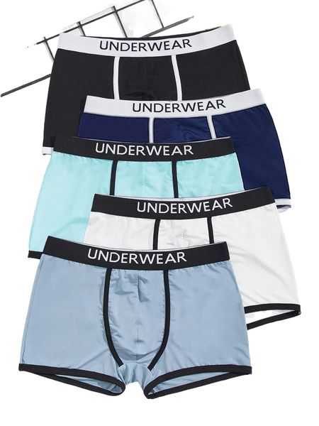 

men 5pcs letter graphic boxer brief q4fw#, Black;brown