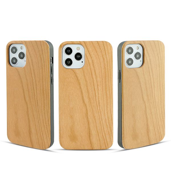 Neueste anpassbare Gravur leere Holz-Telefonhüllen für iPhone 11 12 X XS Max XR 13 Pro Max-Serie Cover Naturholzgehäuse rutschfeste, langlebige Großhandelshüllen