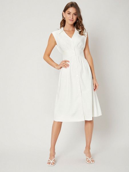 

motf premium linen midi gathered dress m8zb#, Black;gray