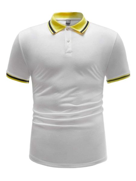 

men striped trim polo shirt m4xi#, White;black