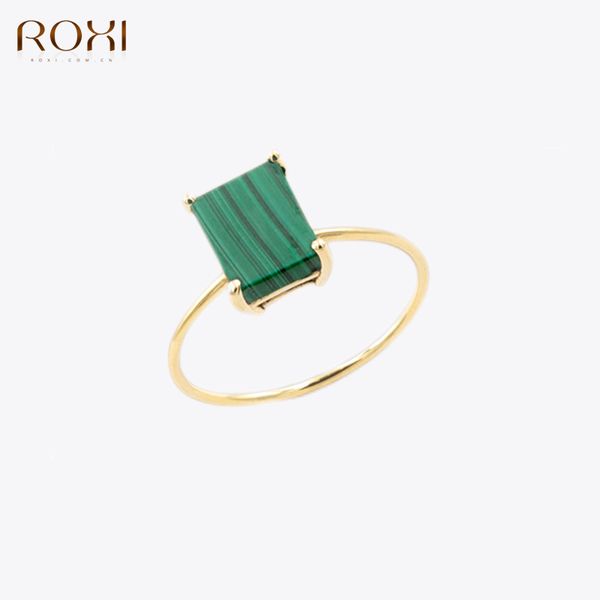 

roxi elegant green malachite rings for women couple wedding 925 sterling silver party engagement ring jewelry bague femme 220708, Slivery;golden