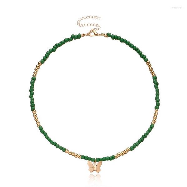 Gardaça gargantilha renya design verde colorido de ouro semente de miçangas de butably seastar colar para mulheres garotas bohemia jóias de jóias de joias