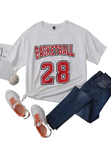 

plus letter graphic tee s1ik#, Black