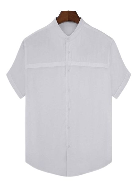 

men curved hem button front shirt 22jm#, White;black