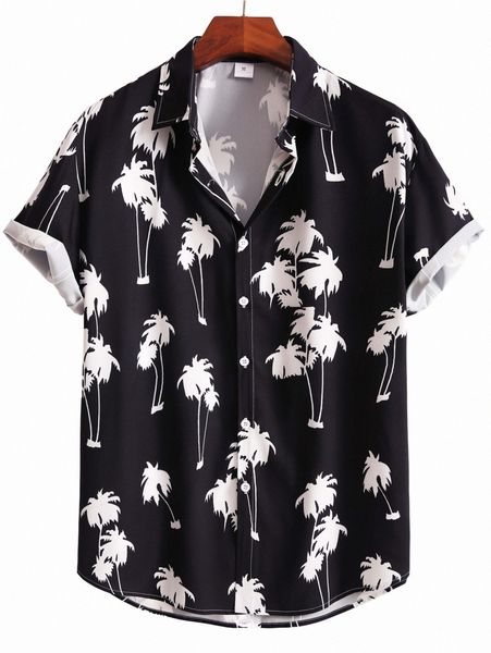 

romwe guys allover tree print shirt s76a#, White;black