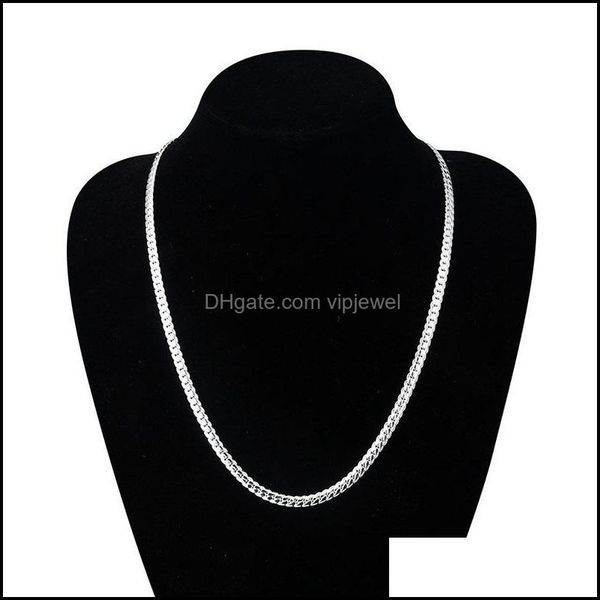 

chains necklaces pendants jewelry hip hop diameter 3 mm men women snake necklace sier 18k gold color chain 18-30 inch choker drop delivery, Silver