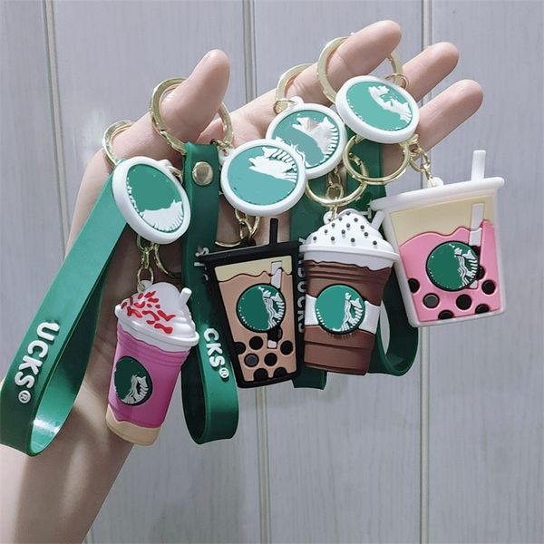 

coffee cup keychain cute key ring party gift bag pendant milk tea shop giveaway