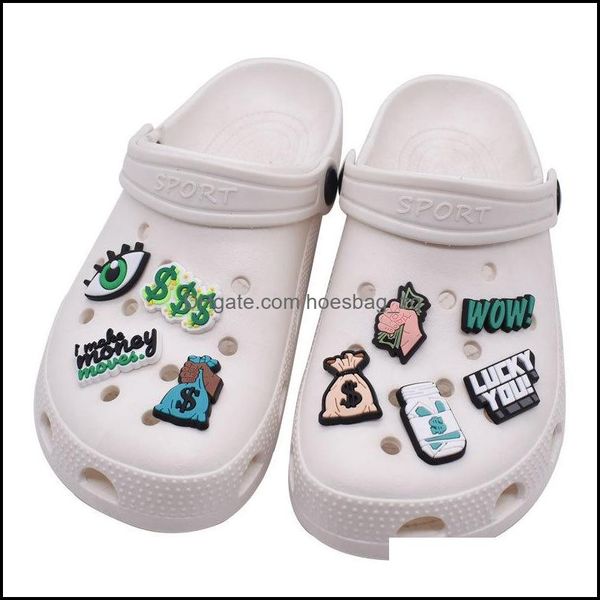 

shoe parts accessories shoes wholesale money dollar soft pvc charms decoration buckle for kids girls boys party gift pins pieces drop deli, White;pink