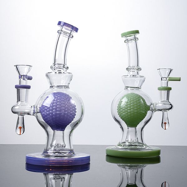 Narghilè viola verde latte con sfera interna Olio Dab Rigs Soffione doccia Perc Percolatore Vetro Bong acqua XL-1971