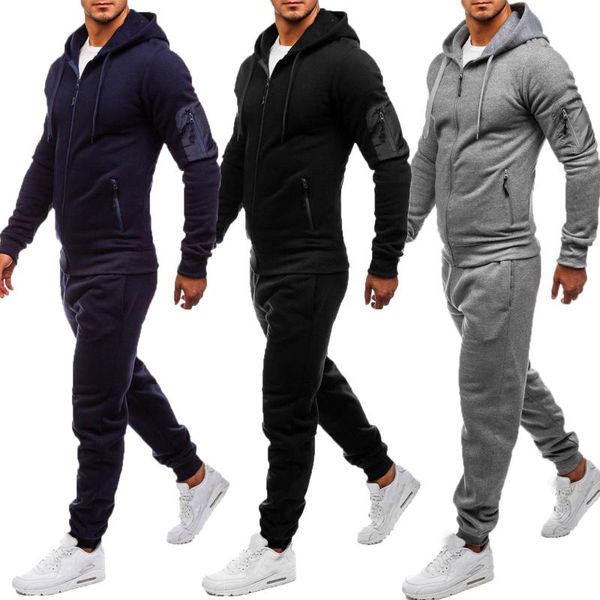 Men's Tracksuits Men Autumn 2 Peça Terne Solid Color Longe Top Top Bouse Pontes Desenta esportes ao ar livre ROPA ROPA HOMBREMENS