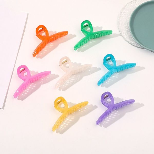 

simple frosted jelly fluorescent color hair claws clamps for women fashion fresh color ponytail clips korean hair accessories, Slivery;golden