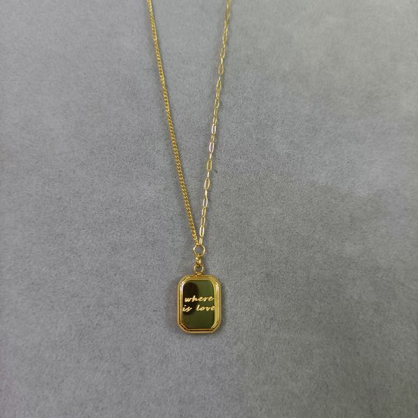 

chocolate gold candy necklace ti-tanium steel 18k gold wrapped letter small square clavicle chain women's gift does not fade, Silver