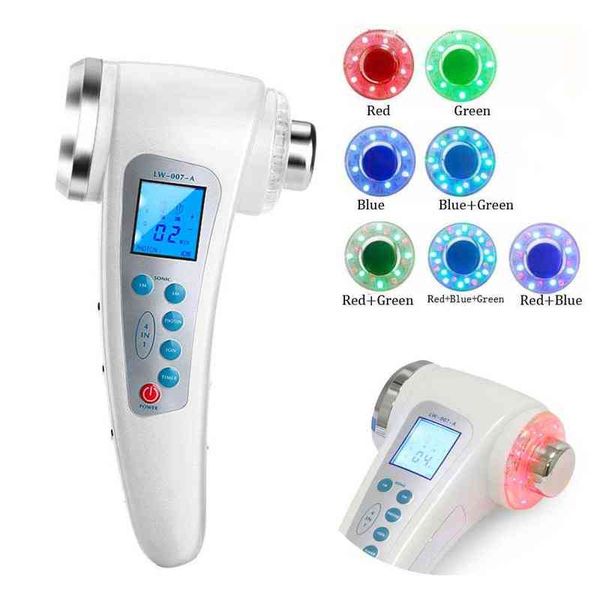 7 LED Ultrasuoni Photon Antirughe Cura del viso Dispositivo di bellezza Lifting della pelle Ringiovanimento Ioni galvanici Pulizia dei pori Massaggiatore 220512