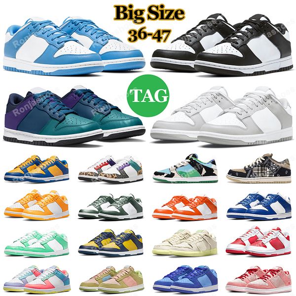

big size mens designer casual shoes men women sneakers panda white black paisley university blue grey fog coast trainers tennis jogging walk