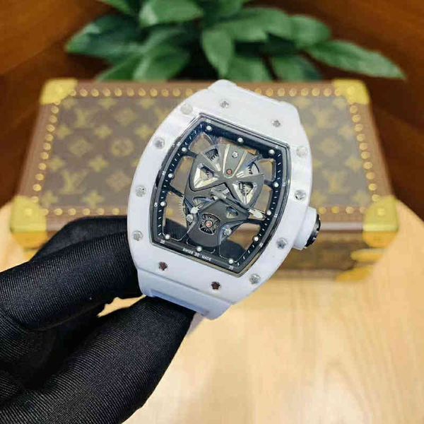 

watches wristwatch designer richa milles mens automatic mechanical watch hollowed out white ceramic mysterious skull personality fashion, Slivery;golden