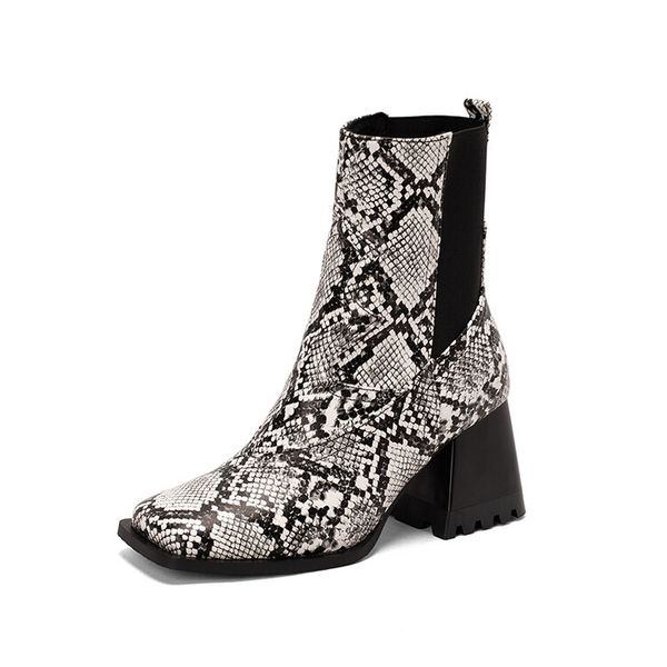 

2022 women's boots autumn winter new european and american fashion stitching thick high heels bare sleeve short boots, Black