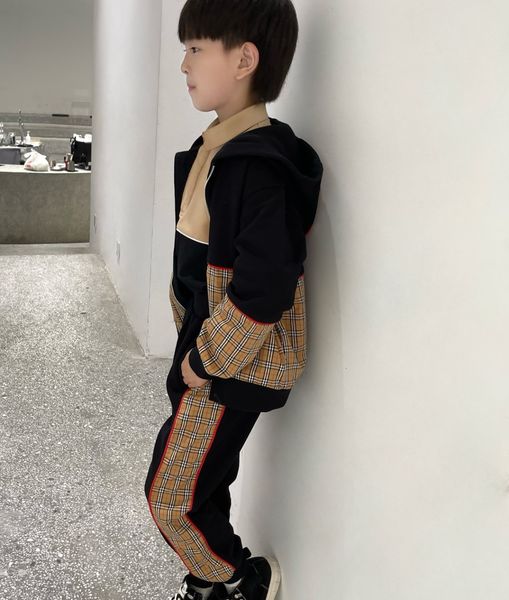 

jackets baby clothes kids designer clothes boys girls jacket hooded fasion classic stripes white gold zipper black patchwork sweater 100cm-1, Blue;gray