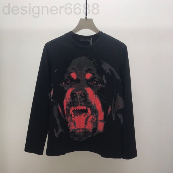 

men's t-shirts designer autumn and winter gv jifan long sleeve t-shirt men's cotton big dog head three-dimensional printing wo fas, White;black