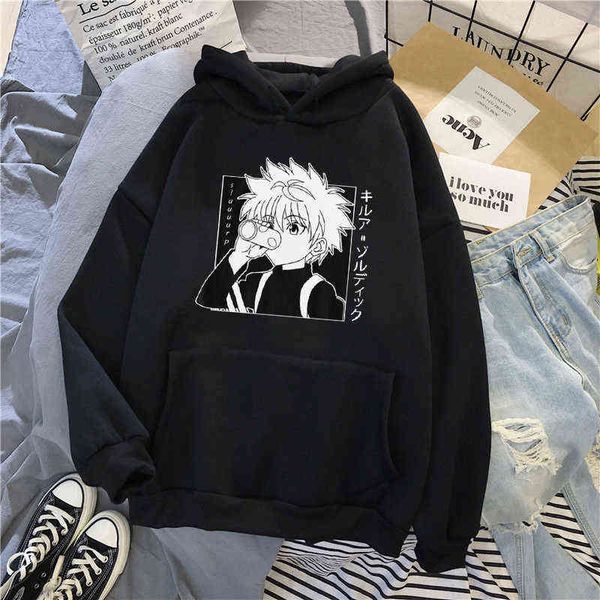 

kawaii hunter x hunter hoodies sweatshirt killua zoldyck anime manga loose hooded sweatshirt hoody pullover clothes g220429, Black
