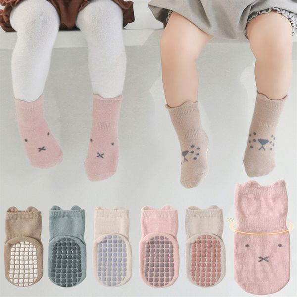 

5pairs 0-5year children socks born cartoon boys girls baby non-slip toddler cotton floor 220611, Pink;yellow