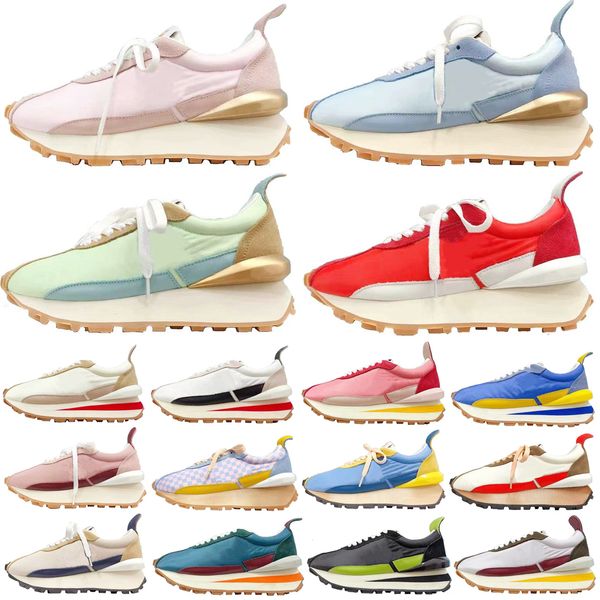 

selling multicolor couple sports shoes trainers level cowhide suede fabric stitching comfort thick bottom designer sneakers men women low cu
